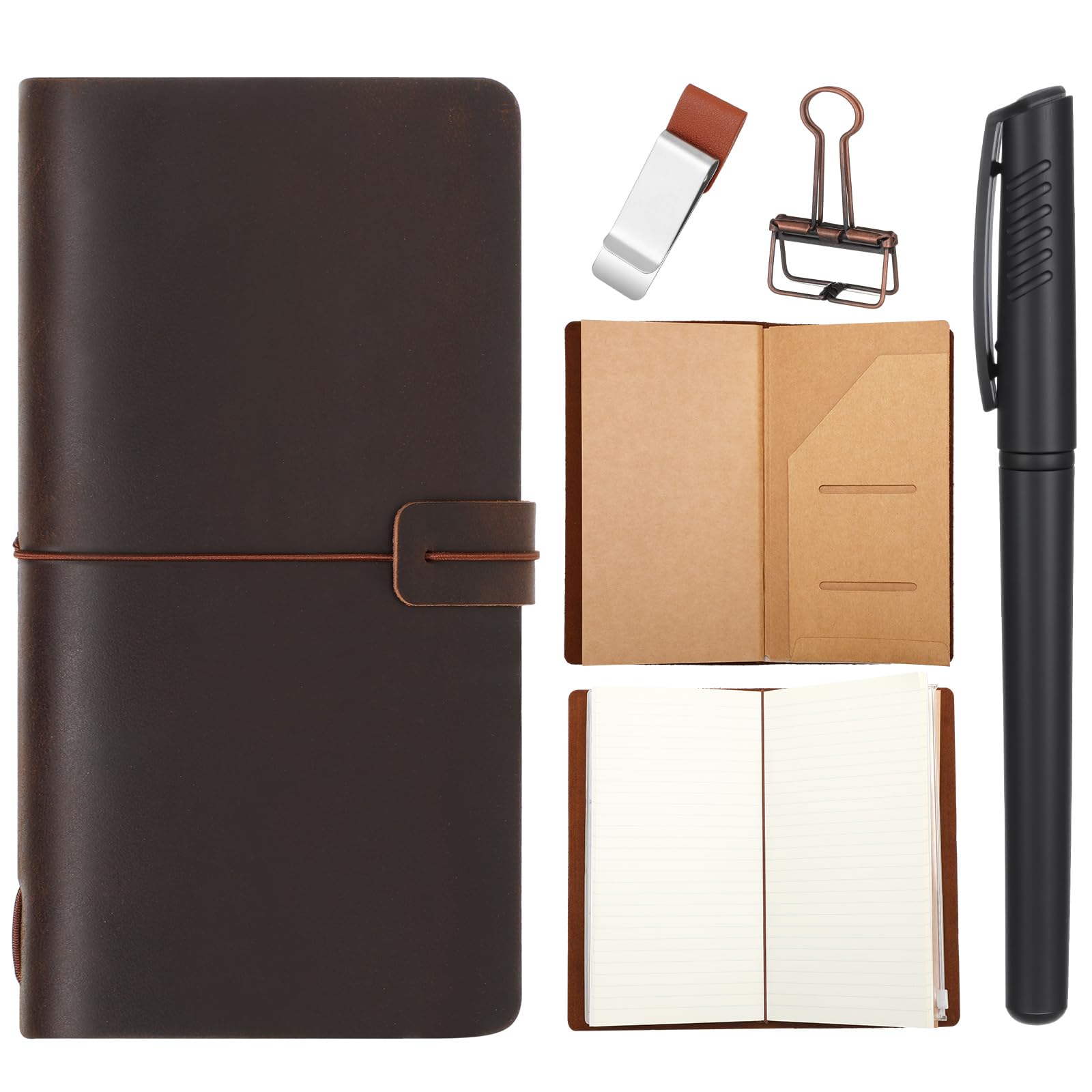 Amazon.com : Thenshop Travelers Refillable Leather Journal